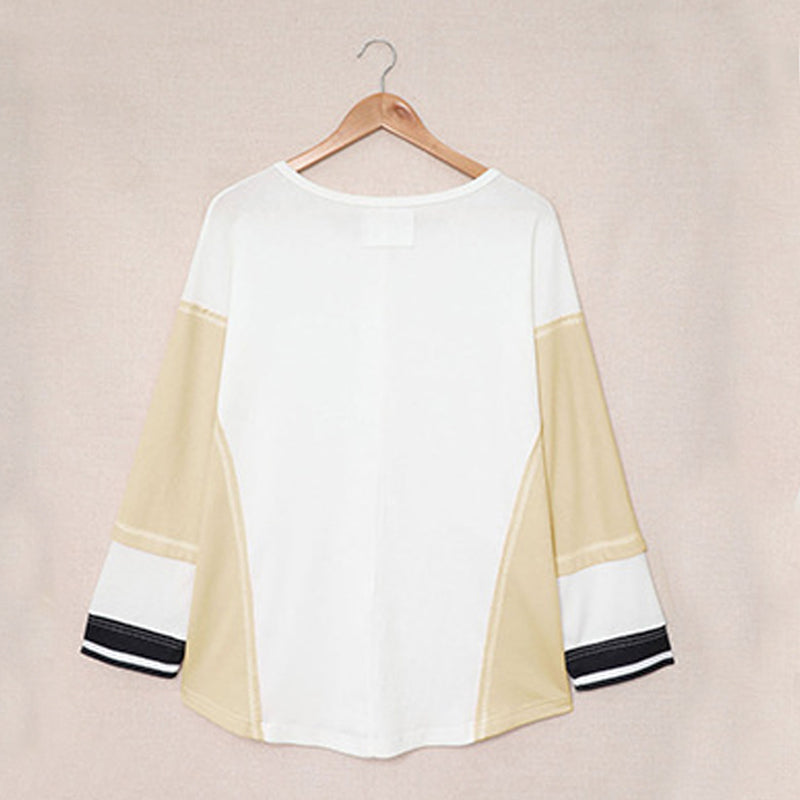 Colour Block Button Sweatshirt
