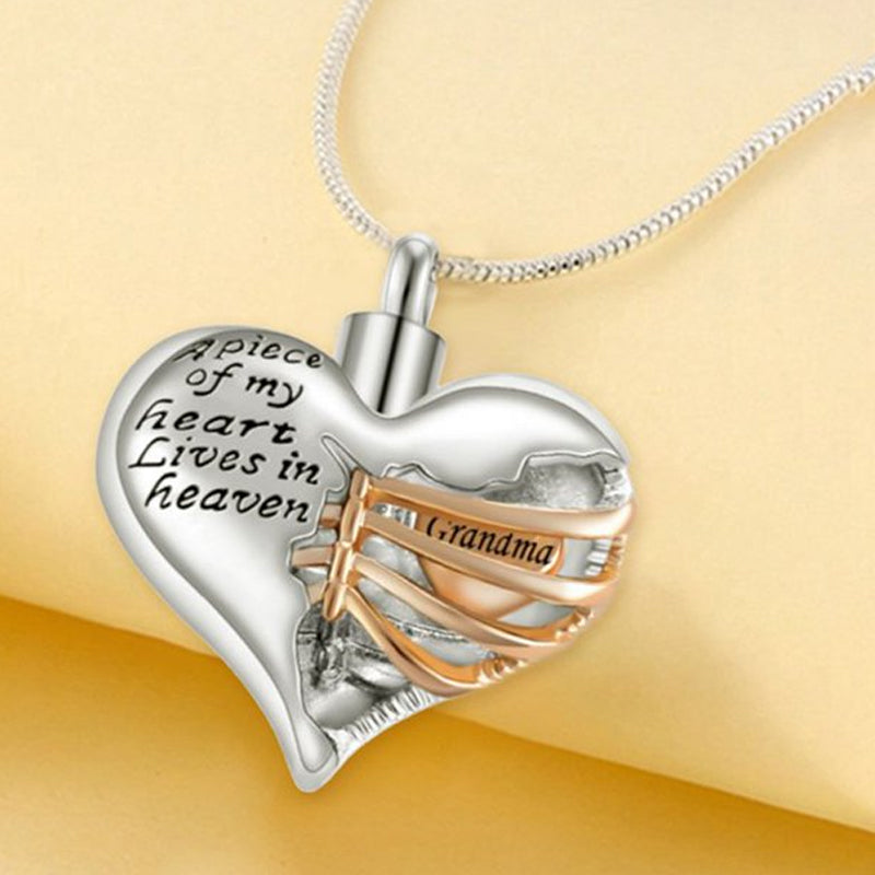Heart Cremation Urn Necklace Pendant for Human Ashes