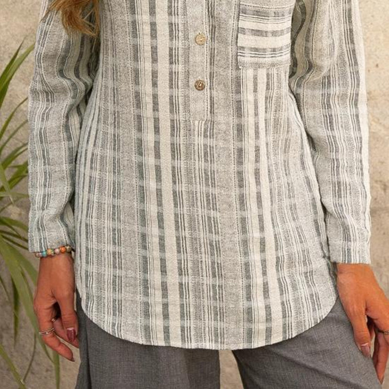 Striped Casual V-Neck Long Sleeve Shirt