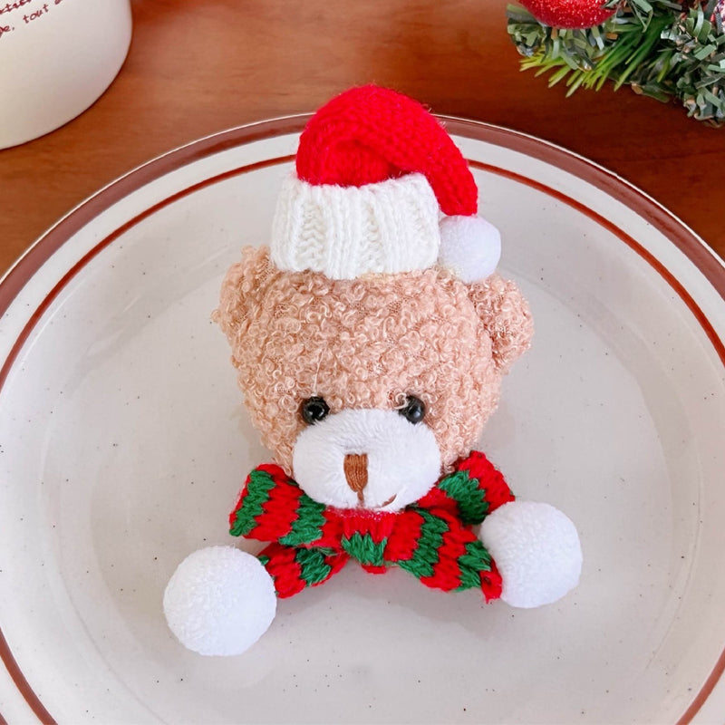 Plush Bear Christmas Brooch
