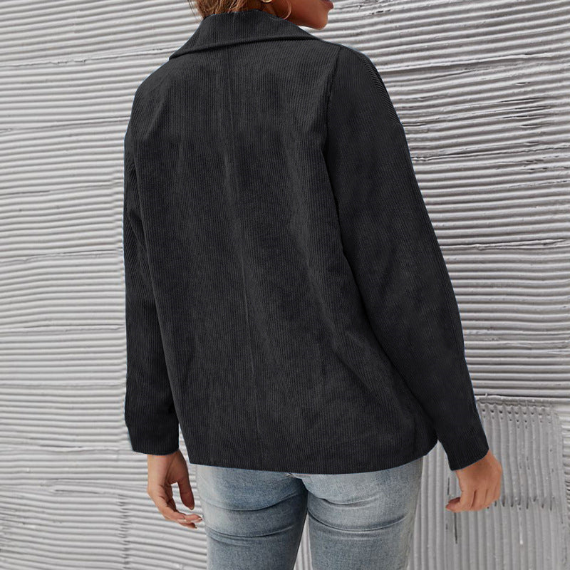 Solid Color Suit Corduroy Cardigan Jacket