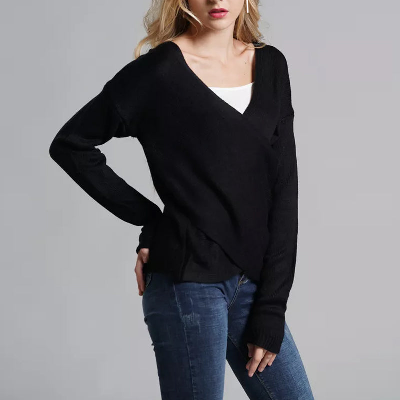 Cross-panel Knitted Sweater