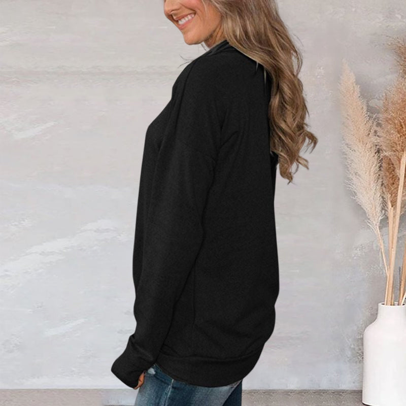 Pullover Pile Neck Long Sleeve T-Shirt