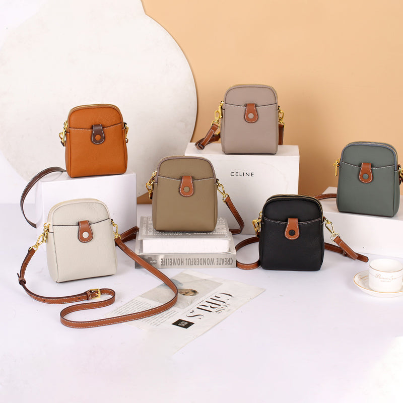 Multifunctional Solid Soft Leather Crossbody Bag