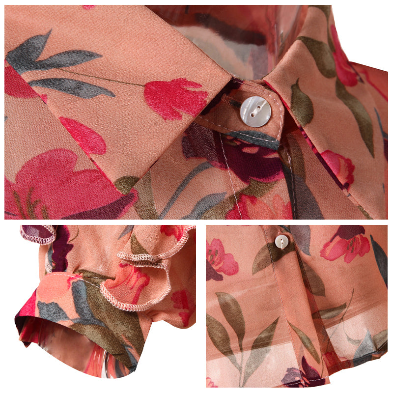 Ruffle Sleeve Chiffon Shirt