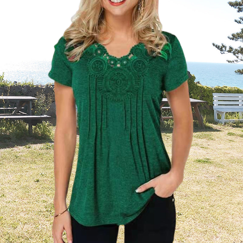 Slim Fit Lace V-Neck T-Shirt