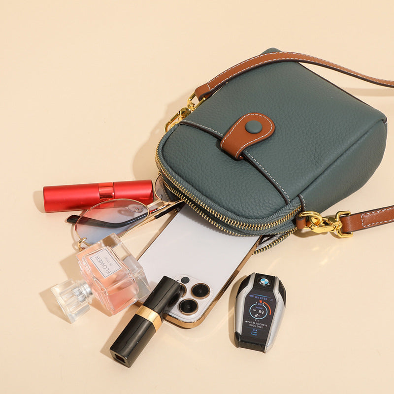 Multifunctional Solid Soft Leather Crossbody Bag