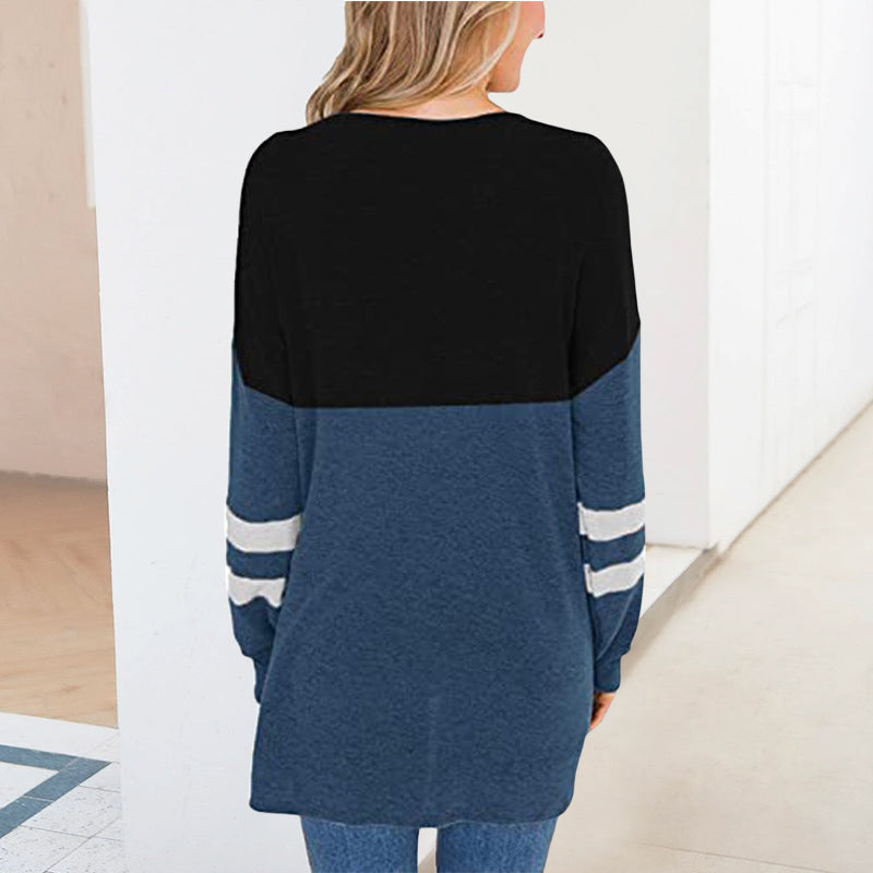 Long-sleeve Paneled Crewneck T-shirt