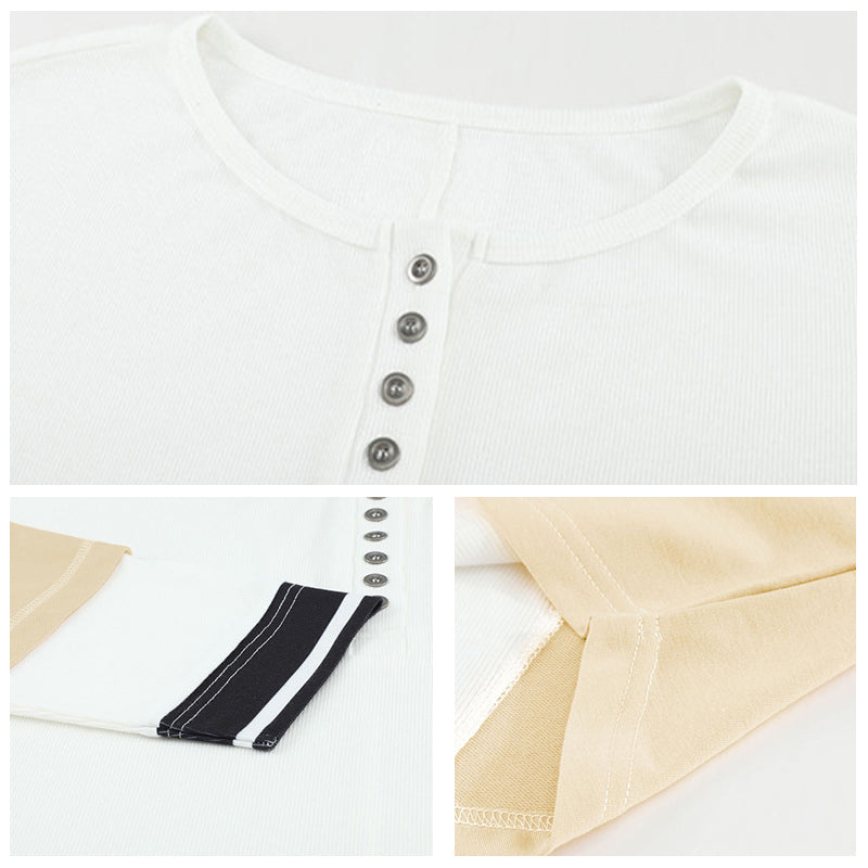 Colour Block Button Sweatshirt