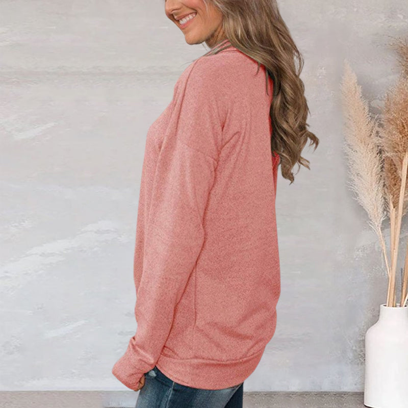 Pullover Pile Neck Long Sleeve T-Shirt