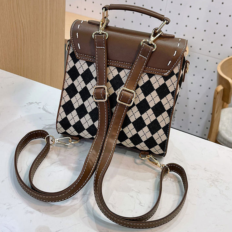 Checkered Pattern Square Backpack
