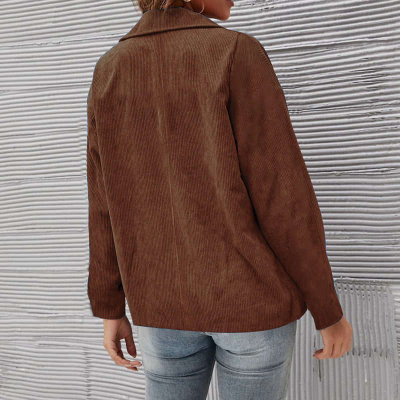 Solid Color Suit Corduroy Cardigan Jacket