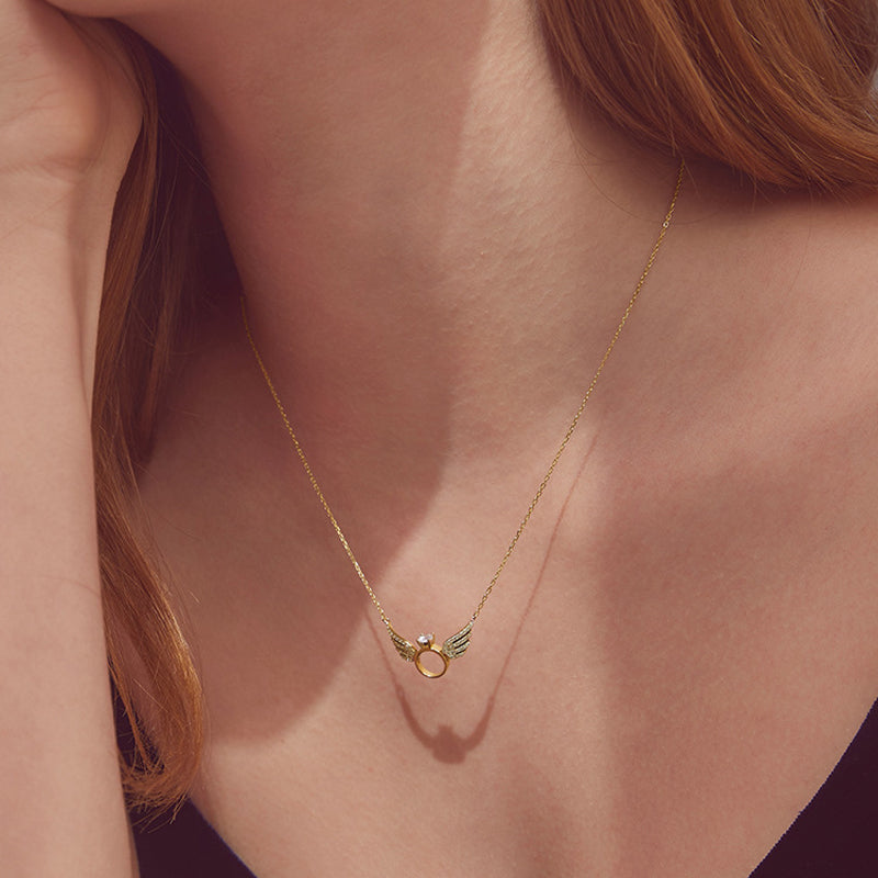 Shiny Necklace with Angel Wings