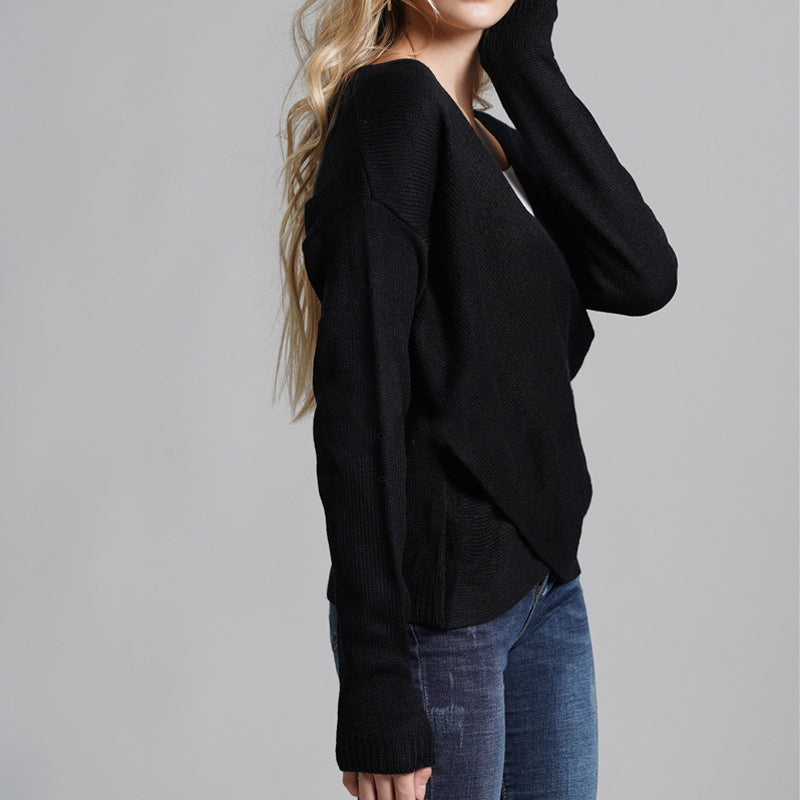 Cross-panel Knitted Sweater