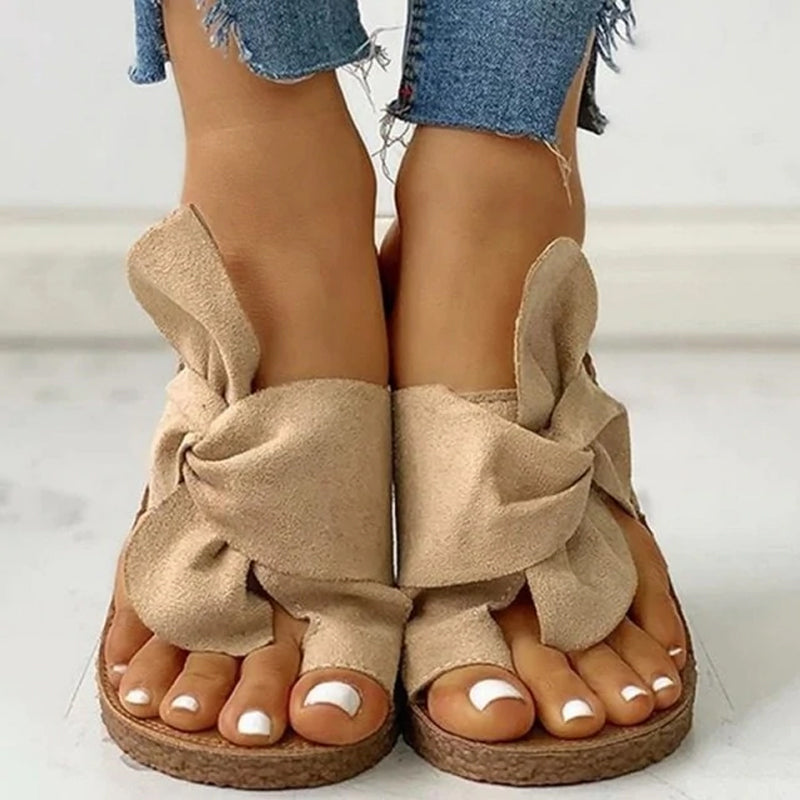 Sandals with a Bow in Suede