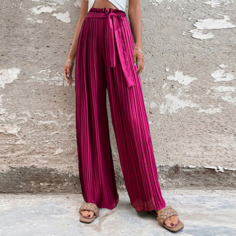 Ruffled Wide-leg Trousers