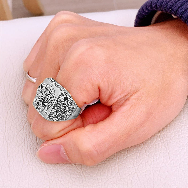 Engraved Double-Headed Eagle Ring