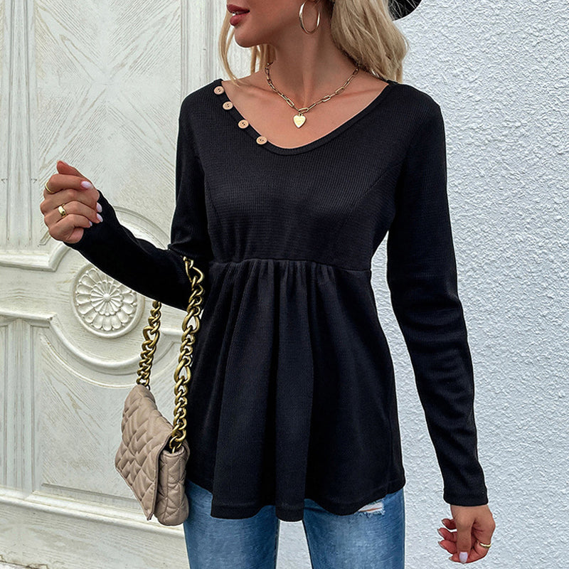 Button-up Smocked Sweater