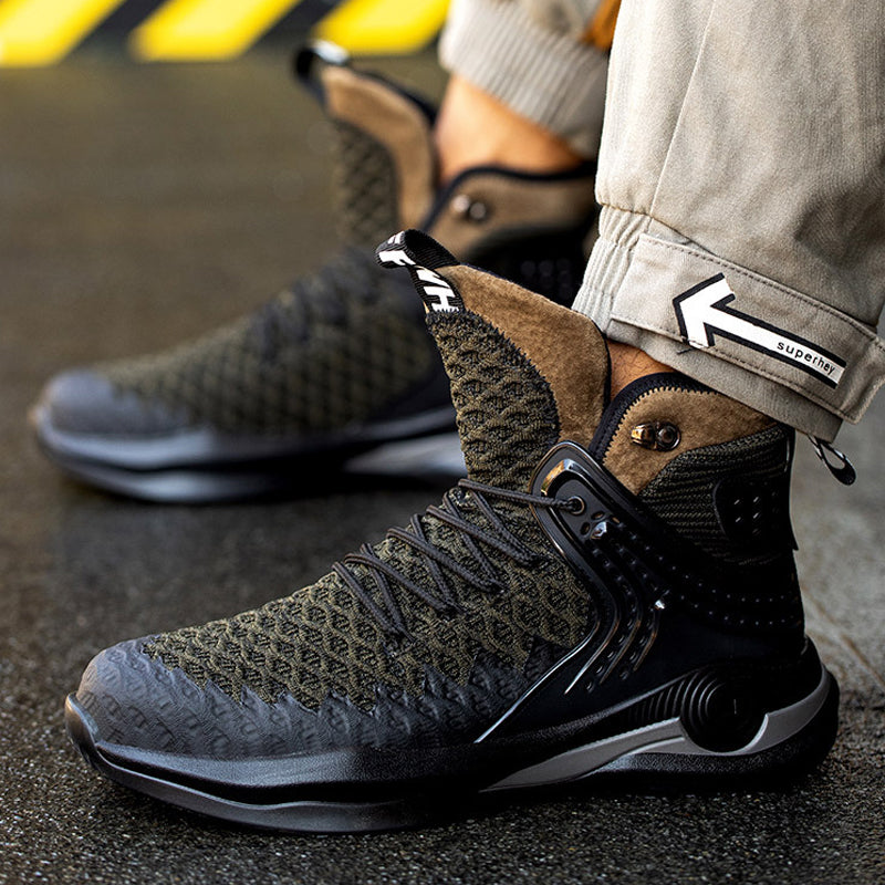 Men's Large Size Breathable High-top Safety Shoes
