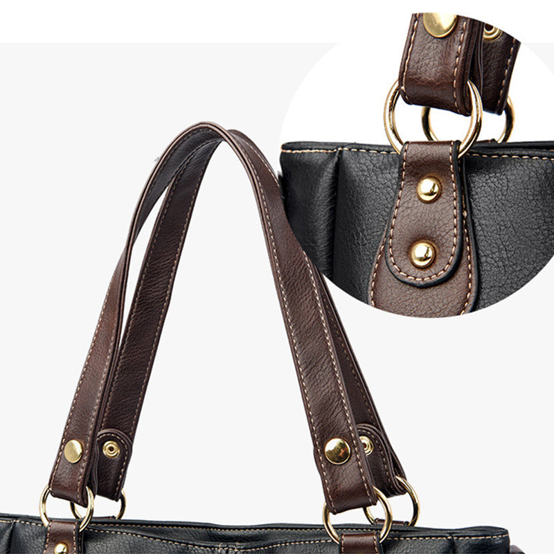 Large leather shoulder bag for women