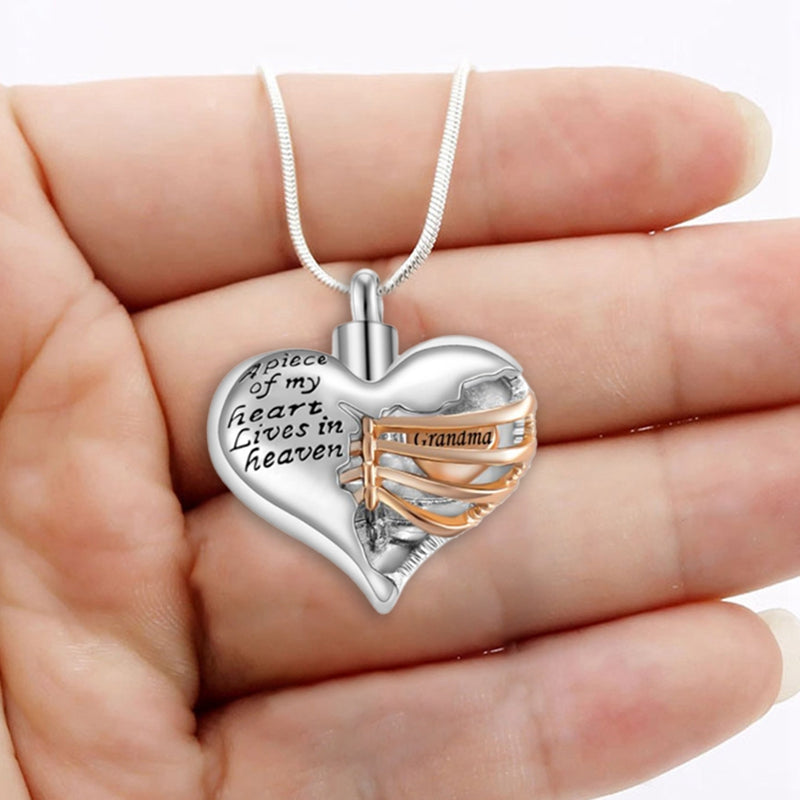 Heart Cremation Urn Necklace Pendant for Human Ashes