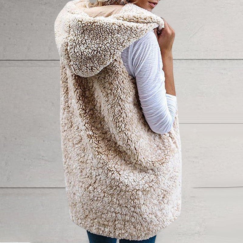 Plush Vest with Hooded Pockets