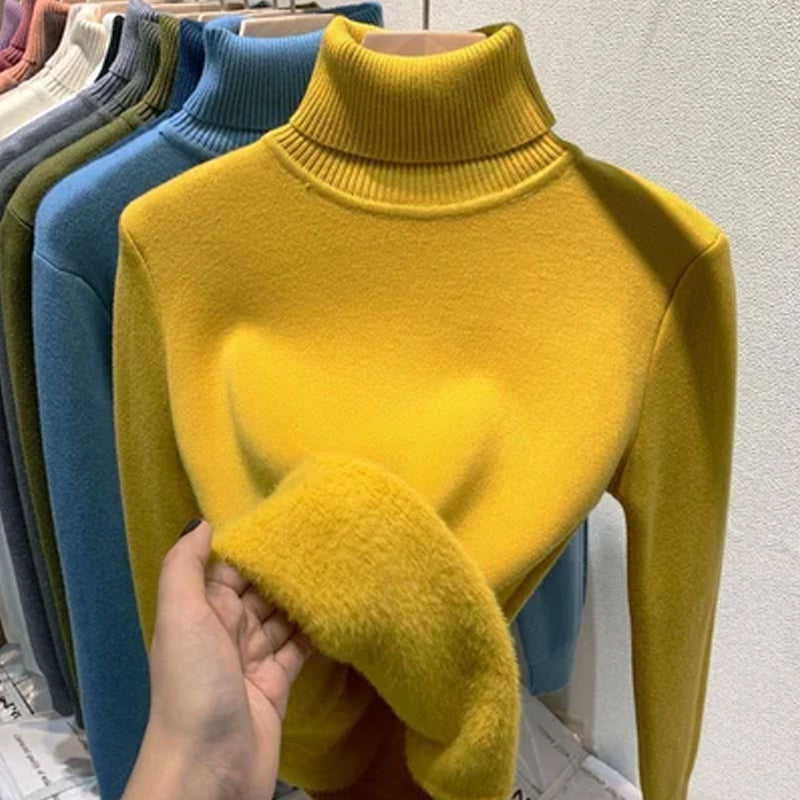 Winter Fleece Thick Knitted Bottoming Sweater