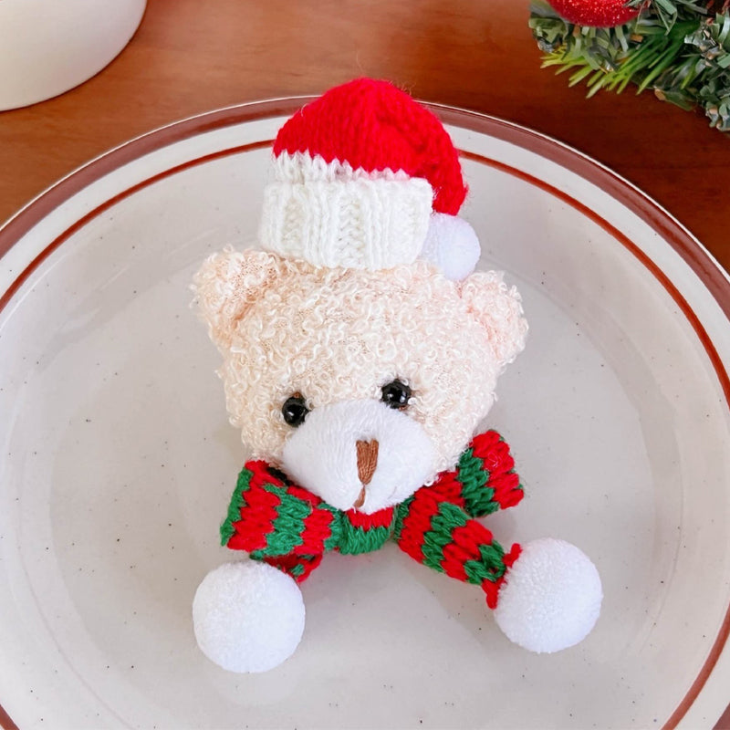 Plush Bear Christmas Brooch