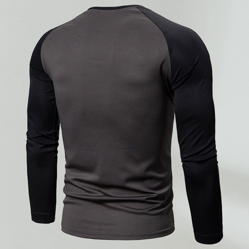 Long Sleeve Panel Crew Neck Men's T-Shirt