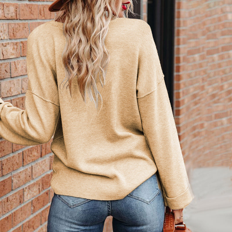 Solid V-neck Sweater