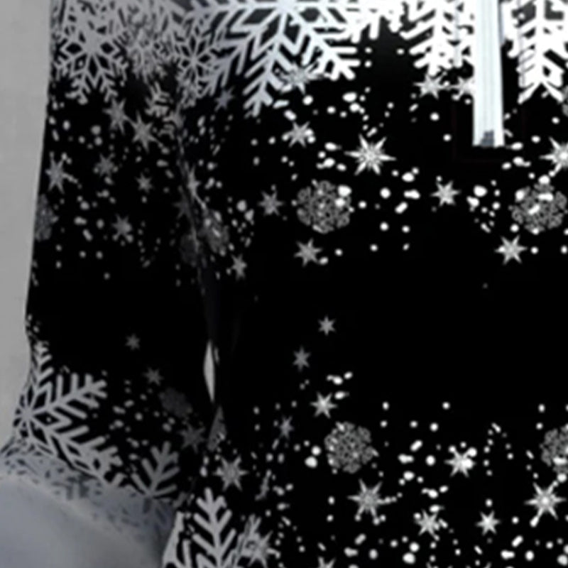 Sweater with Snowflake Print and Zipper