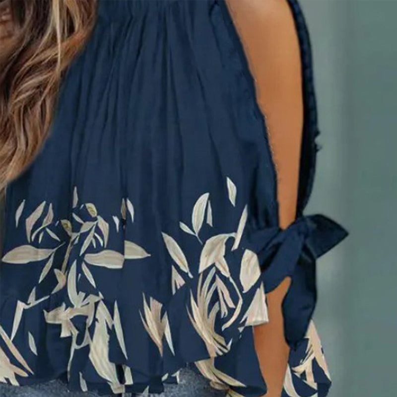 Cold Shoulder Long Split Sleeve Bohemian Top