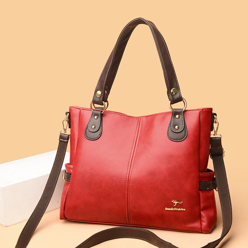 Large leather shoulder bag for women