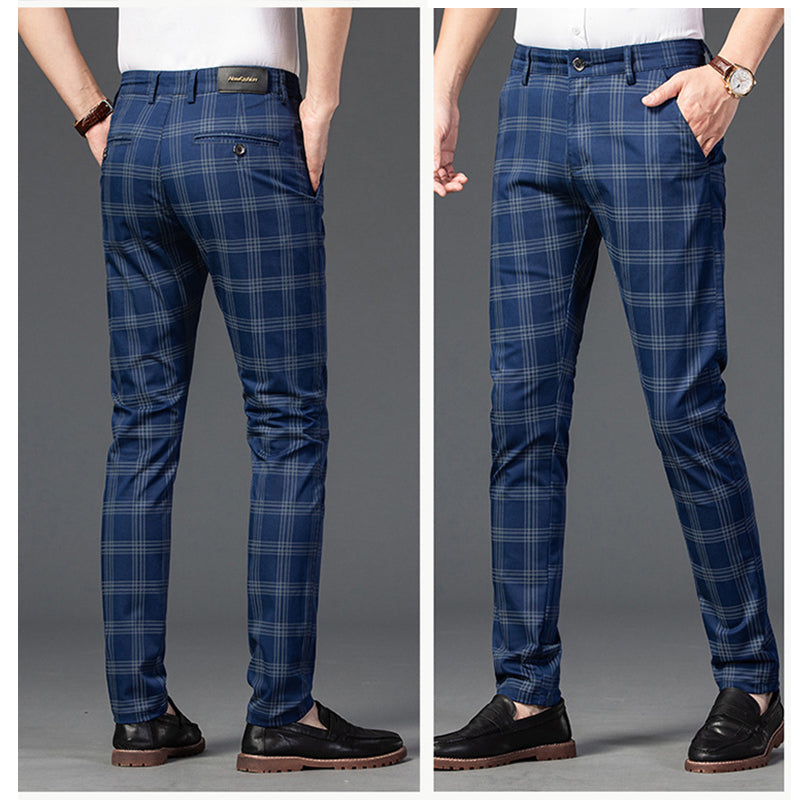 Men casual plaid straight Pants