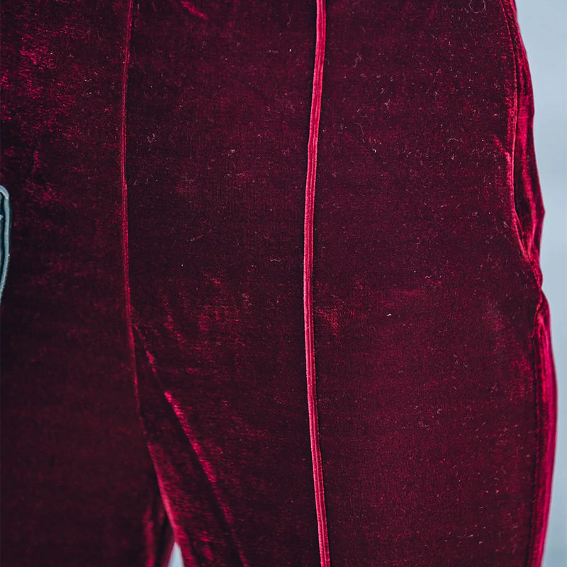 Gold Velvet Micro Flared Trousers