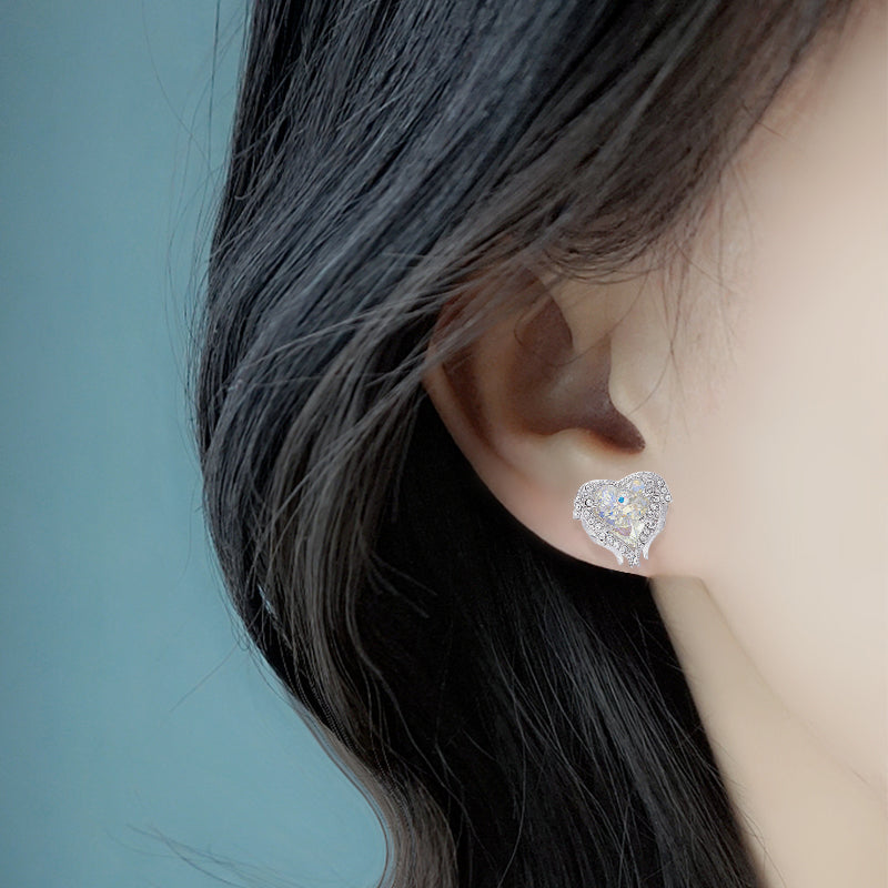 Purple Heart & Wing Earrings