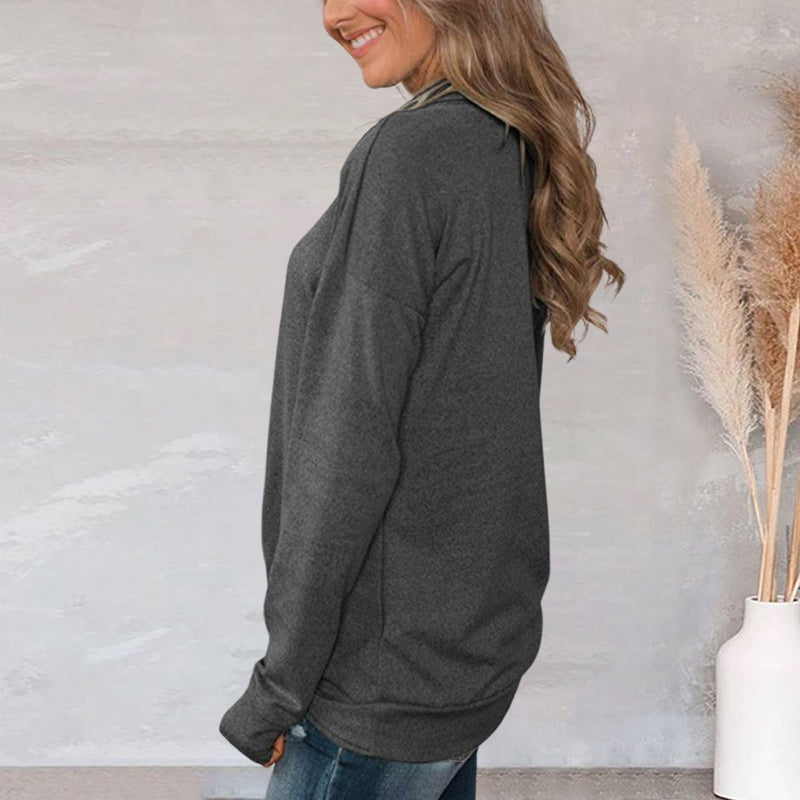 Pullover Pile Neck Long Sleeve T-Shirt