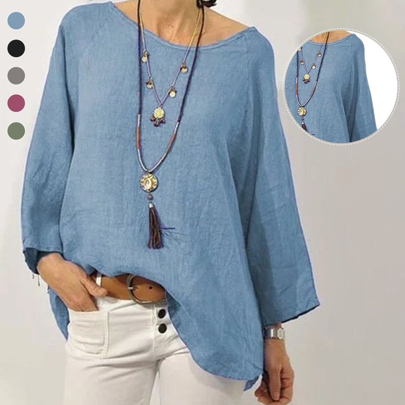Solid Color Casual Breathable Cotton Linen T-Shirt