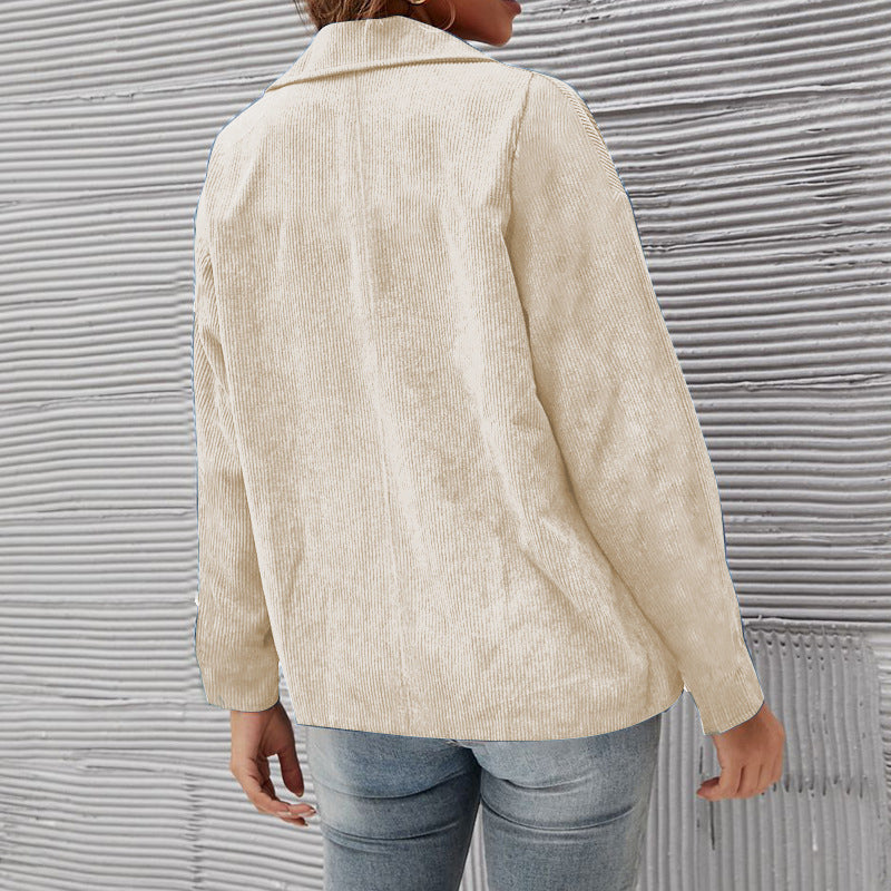 Solid Color Suit Corduroy Cardigan Jacket