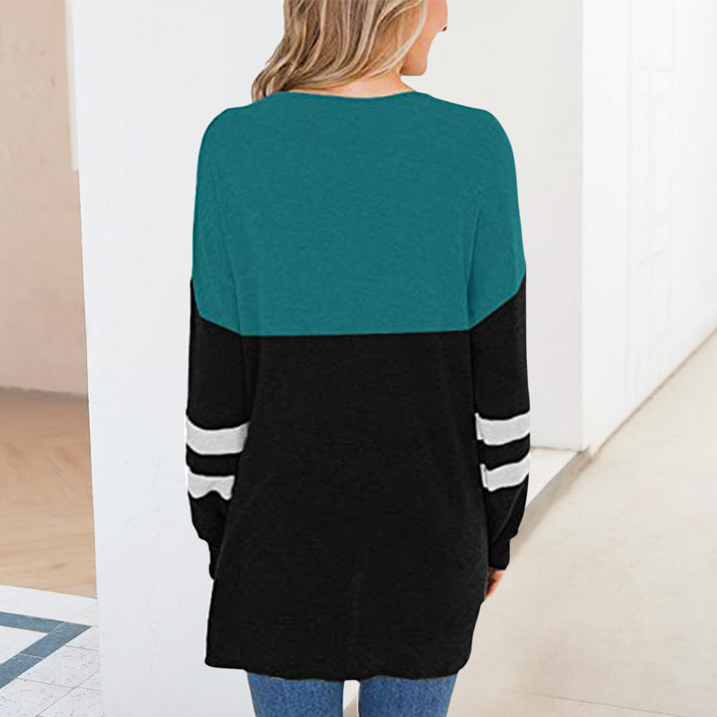 Long-sleeve Paneled Crewneck T-shirt