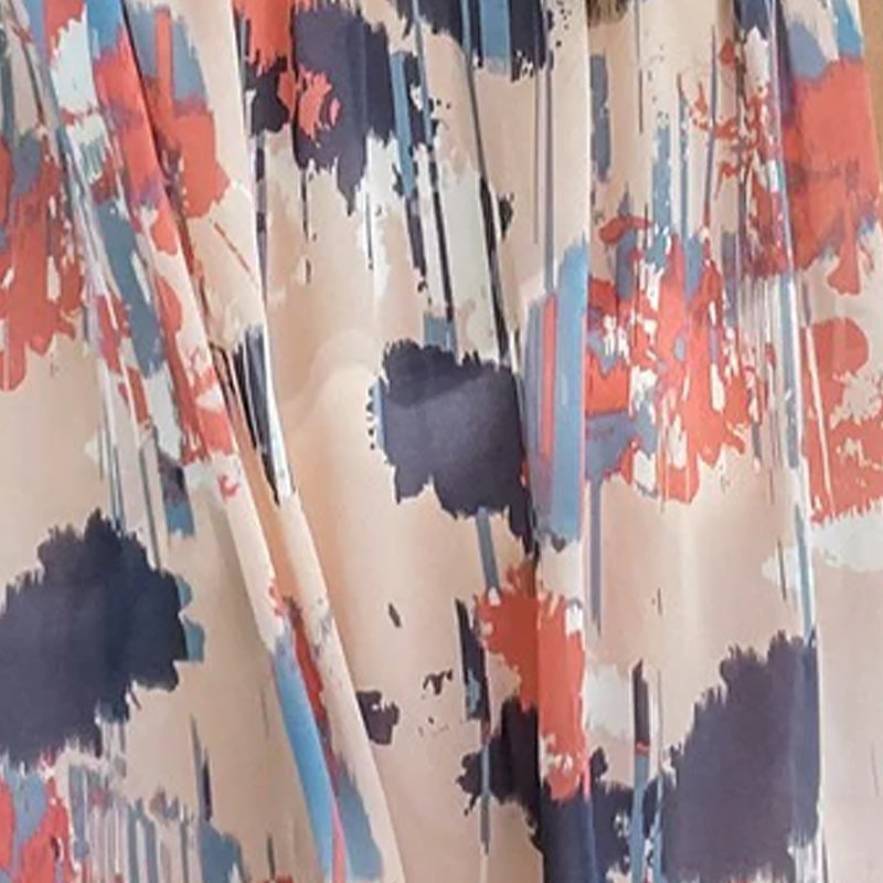 Printed Ruffle Trim V-Neck Chiffon Shirt