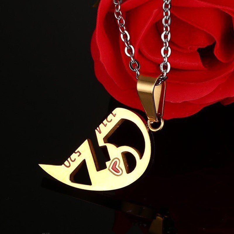 Puzzle Heart Couple Necklace