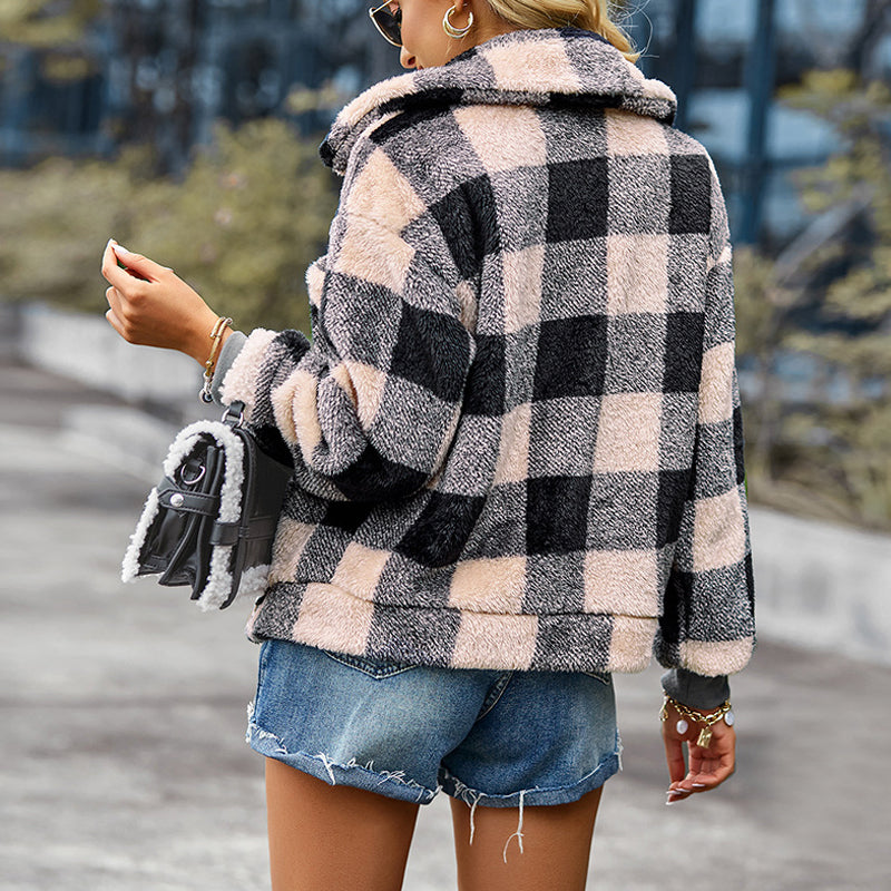 Plaid Thick Fleece Coat