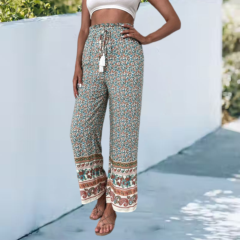 Printed Boho Wide-leg Pants