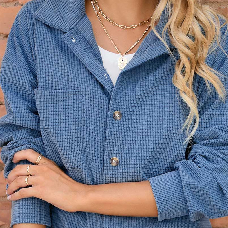 Buttoned Long Sleeve Check Jacket