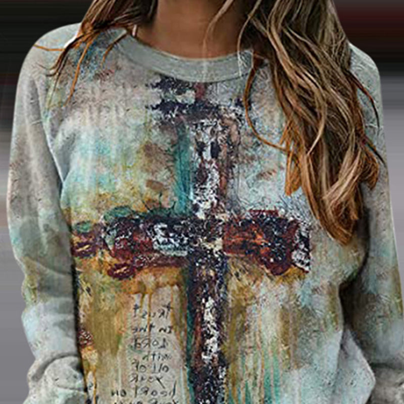 Crucifix Print Sweatshirt