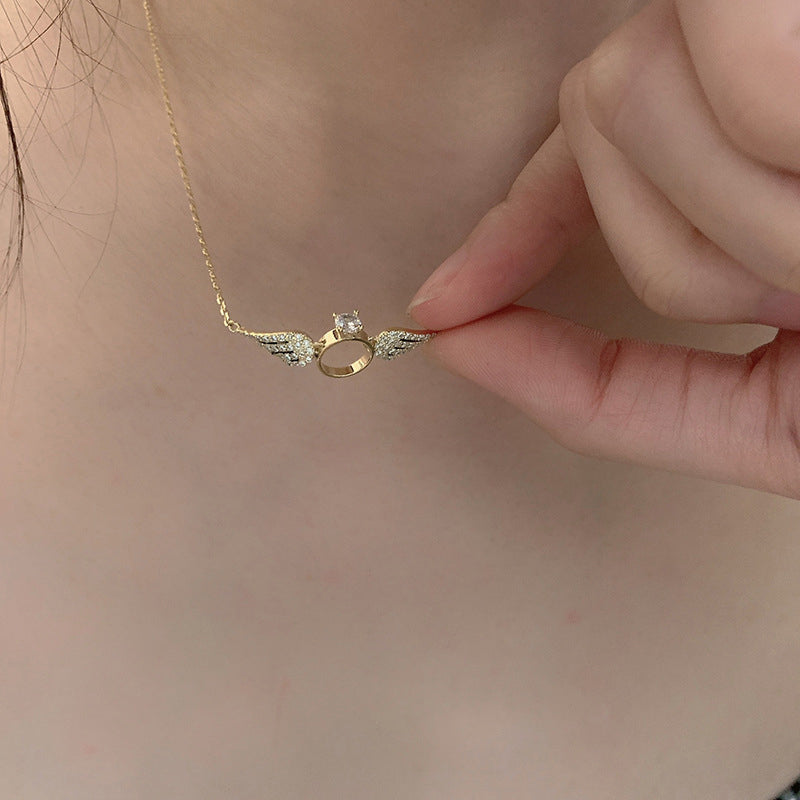 Shiny Necklace with Angel Wings