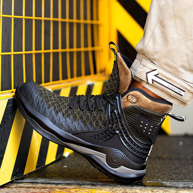 Men's Large Size Breathable High-top Safety Shoes