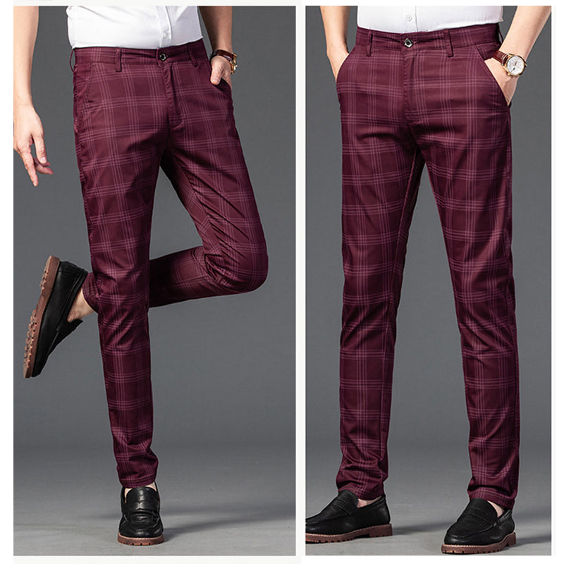 Men casual plaid straight Pants