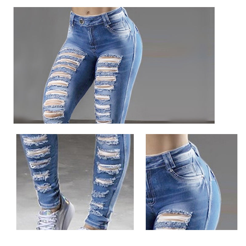 New Fashion Trendy Stretch Ripped Skinny Denim Jeans